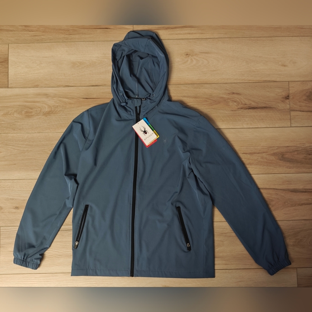 Spyder Pro Hydroweb Lightweight Windbreaker Jacket Navy MSRP129 Men's Size Small